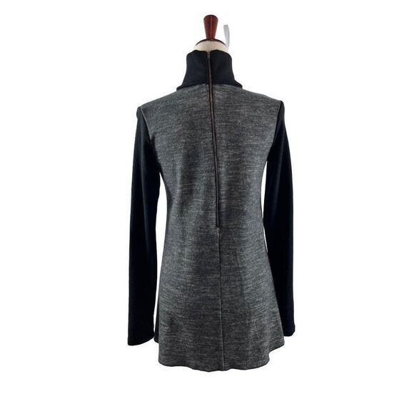 Theory Dorothy Wool Blend Turtleneck Sweater Tunic Marled Black Gray 6 - Picture 5 of 10